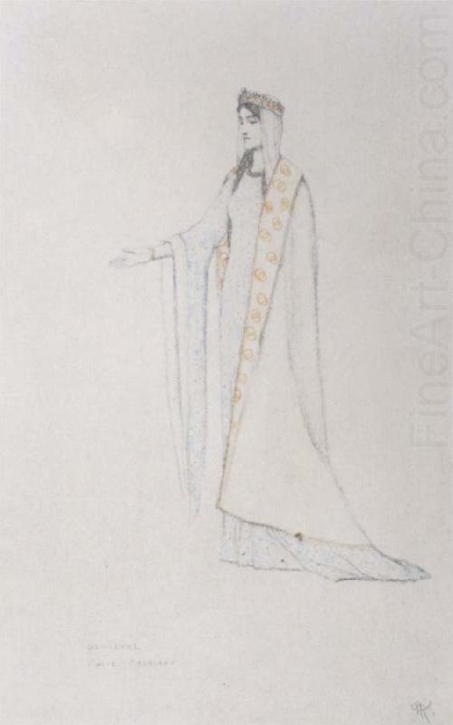 Costume Drawing For Le Roi Arthus Genievre, Fernand Khnopff